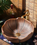 USZWBY Bathroom Vessel Sink Bathroom Sink Above Counter 16.1”X5.9”Luxurious Bathroom Vessel Sink retro ceramic bowl with faucet.