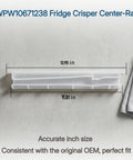 Sturdy Replacement Refrigerator Crisper Drawer Center Slide Rail fits W10671238, 12.95 inch tough white plastic guide rail.