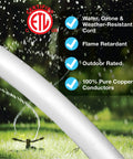 12 Foot Indoor Outdoor Extension Cord With 16 3 SJTW Heavy Duty Water And Weather Resistant Grounded 3 Prong Plug in garden scene