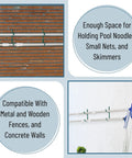2 Pack Blue Pool Pole Hangers And Fence Hooks Beefy Built Heavy Duty Coated Steel Outdoor Organizer For Poles Hoses And Pool Accessories Rust Resistant Versatile Outdoor Storage mounted on brick and concrete walls