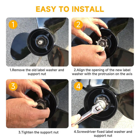 Prop Nut Kit With Propeller Nut And Tab Washer For Mercury Mariner 30-60HP Outboard Engines Replacement 11-69578A1 11-69578Q1 11-69578T1 Includes Two Washers And Nut For Easy Marine Maintenance And Secure Props