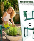 Foldable Garden Kneeler Seat With Handles And Tool Bags, 2 In 1 Grab-And-Go Lightweight Stool, EVA Foam Padded Bench in use