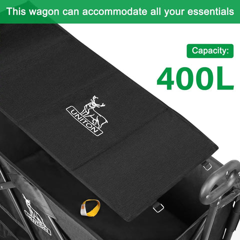 Top view of Double Decker Wagon With 600Lb Total Capacity And 400L Collapsible Utility Cart showing 400L capacity label