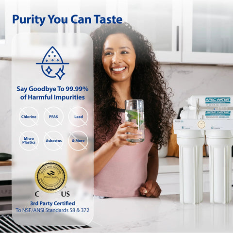 APEC Water Systems ROES-PH75 Essence Series 6-stage reverse osmosis water filter system on kitchen counter.