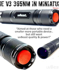 V3 365nm Mini Black Light UV Flashlight Dope Portable Powerhouse With 5 Core UV LED, compact design with orange button
