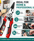 Hella Durable 4 In 1 Electrician Pliers With Built In Smart Voltage Tester Heavy Duty Wire Stripping And Crimping Tool For Circuit Repair Led Display Cable Cutter shown in use for home repairs.