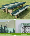 Picnic Table Cover Set With Bench Covers, Windproof And Waterproof 72 Inch Tablecloths For Outdoor Dining, Three Piece Set