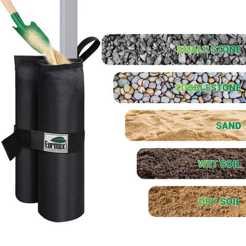 4 Pack 150 Pound Universal Canopy Weight Bags Heavy Duty Windproof Sandbags with materials for stability options