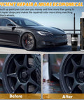 Black Rim Touch Up Paint Kit For Wheels 2 In 1 Wheel Paint For Rims Scratch Repair Pen Set Curb Rash Fix kit with before and after effects