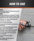 Textured Mortar Filler And Sealant For Exterior And Interior Concrete, Premium Elastomeric Latex, 10.1 oz tube in use on wall