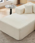 No Fuss 107 Inch Modular Sofa Set Of 2 With Left Facing Chaise, White Corduroy Fabric, No Assembly Required, L Shaped Recliner, Headrests