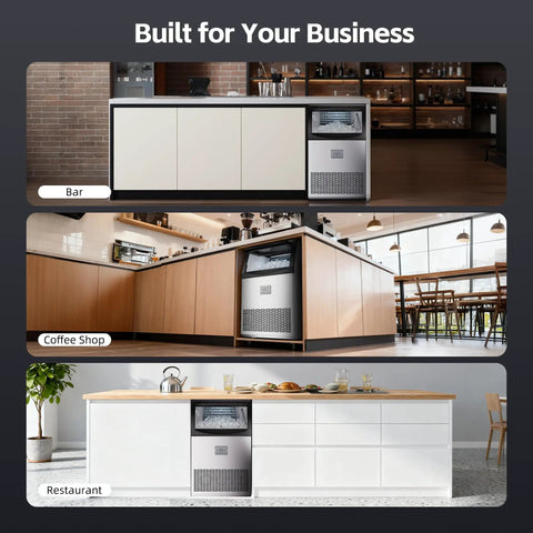 Boss Level Under Counter Ice Maker With 200lbs Per Day Output, 96 Clear Ice Cubes Per Cycle in bar, coffee shop, restaurant