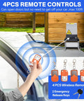Heavy Duty 4400lb Automatic Sliding Gate Opener Kit With APP Control 750W Motor Remote Kit shown with remotes and keys