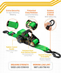 Beefy Retractable Ratchet Tie-Down Straps With 5,000 Lbs Breaking Strength, 2 Inch Wide By 12 Foot Long, features and highlights