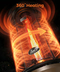 Gas Patio Heater With Wheels, Floor Standing Outdoor Heater With Round Dancing Flame And Glass Tube, 360-degree heating