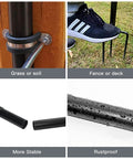 Outdoor String Light Poles 9 Ft Two Function Poles With Fork Bases And Fence Brackets showing various mounting options and details.