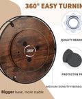 360° view of 12 Inch Lazy Susan Slick Counter Turntable Kitchen Spice Rack Rustic Brown Wood with quality bearing and protective pad.