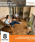 Couple relaxing on patio with Durable Acacia Hardwood Interlocking Deck Tiles For Patios And Walkways Snap Together No Tools Required