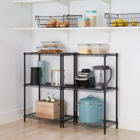Heavy Duty 3-Tier Metal Wire Shelving Rack Featuring Dang Sturdy 450 Lb Capacity Total Game Changer For Kitchen Garage Or Laundry Organization Sleek Black Steel Frame Includes Two Pack For Hassle Free Storage