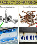 Top Shelf Heavy Duty License Plate Fastener Kit Featuring 20 Pcs Rust Resistant Stainless Steel Screws And No Sweat Nylon Screw Inserts Universal Car Truck Mount comparison of stainless screws and rusted screws