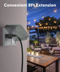 8 Ft Indoor Outdoor Extension Cord 16 3 SJTW 13 Amp Grounded 3 Prong Plug Water And Weather Resistant for patio lighting