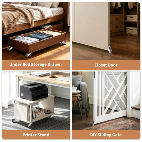 Chegulu 2" Rigid Plate Casters, Silent Rubber Furniture Wheels, Set of 4 used under bed storage drawer and printer stand.