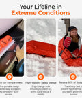 Ultralight Waterproof Mylar Emergency Sleeping Bag Bivy Sack For Hiking And Bug Out Kits, thermal space blanket, pack of 10 in snow