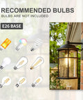 Modern Outdoor Wall Light With Seeded Glass Shade, Waterproof Anti Rust Black Exterior Sconce with E26 recommended bulbs