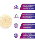 9 Inch Wool Compounding Pad For Auto Body Polishing And Buffing, 100% wool double-sided pad with screw-on attachment, instructions shown