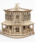 Wild West 3D Wooden Puzzle Kit For Adults And Teens, Miniature Cowboy Saloon Building Set, Desktop Architecture Model, Hands-On Wood Craft Project, Creative Gift For Woodworking Hobbyists And Collectors; front view