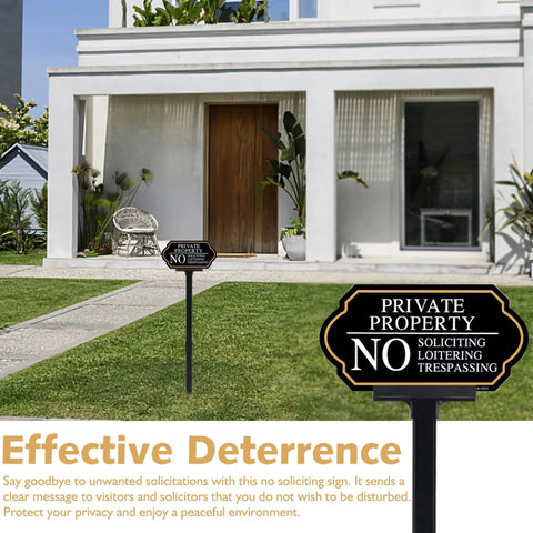 Private Property No Trespassin Sign with stake in front yard, UV printed, weatherproof, 5x10 inch sign on 35 inch high stake