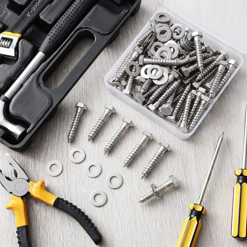 Heavy Duty Lag Screws Kit 50 Pcs 3/8 X 2 Inch Hex Head Lag Bolts With Flat Washers Stainless Steel 304 Rust Resistant