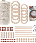 All In One Macrame Kit For Beginners With Natural Cotton Rope 3mm x 220 Yards A Complete Wall Hanging Set Including Wooden Beads, Rings, Sticks, S Hooks And Easy DIY Guide