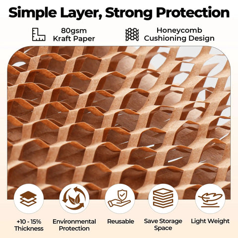 Eco Friendly Honeycomb Packing Paper Roll Pro Grade 12 Inch By 200 Foot Biodegradable Kraft Cushioning close-up view