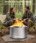 Smokeless 22 Inch Stainless Steel Wood Burning Outdoor Fire Pit For Patio And Backyard Perfect For Camping And Outdoor Gatherings
