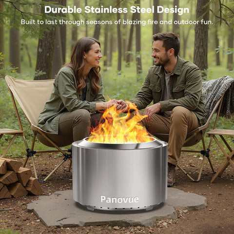 Smokeless 22 Inch Stainless Steel Wood Burning Outdoor Fire Pit For Patio And Backyard Perfect For Camping And Outdoor Gatherings