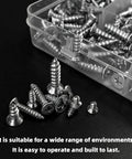 525 Piece Self Tapping Screws Set M3 M4 M5 Phillips Flat Head Wood Screws in clear box