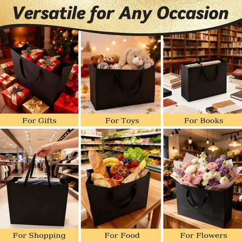 3 Pack Extra Large Black Gift Bags With Handles Includes 9 Tissue Papers 16 By 6 By 12 Inches Perfect For Mens Birthday Parties Weddings Holidays Fathers Day Mothers Day Shopping And Other Gift Giving Occasions