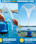 2 In 1 Pond Filter With Pump And Fountain Lights For Koi Ponds Includes Auto Water Sensor And 16 Ft Hose Dark Blue in action