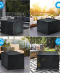 Waterproof Patio Ottoman Cover for Rectangular Outdoor Side Table 28.3 by 28.3 by 16.9 Inches, Heavy Duty Oxford Fabric