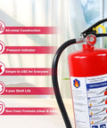 Badass 10 LB ABC Fire Extinguisher Dry Chemical Multi Purpose Nuke Kitchen Grease Electrical Spark Wood Blaze With Quick Release Handle close-up with pressure indicator.