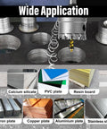 Image of 1 Inch Tungsten Carbide TCT Hole Saw Kit With Titanium Plated Pilot Drill Bit For Metal Stainless Steel Iron Wood Plastic High Performance Cutting 60mm Deep Cut For Precise Holes applications, showing various material compatibility like PVC and iron.