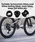 Five Pack M8 Chainring Bolts 7075 Aluminum Alloy CNC Nuts For MTB Road BMX Crankset Black Hardware Screws and bike close-up
