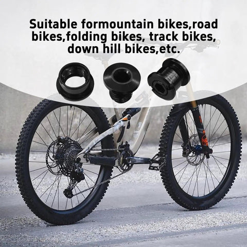Five Pack M8 Chainring Bolts 7075 Aluminum Alloy CNC Nuts For MTB Road BMX Crankset Black Hardware Screws and bike close-up