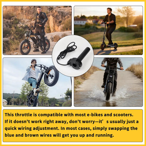 Full Twist Throttle With Ignition Switch For Electric Dirt Bikes, Plug And Play Handlebar Upgrade With Smooth Full-Hand Grip