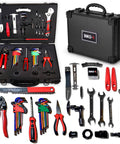 Elite 37 Piece Bike Tool Kit For Mountain Road BMX And E Bikes with chain breaker, tools, and hard case
