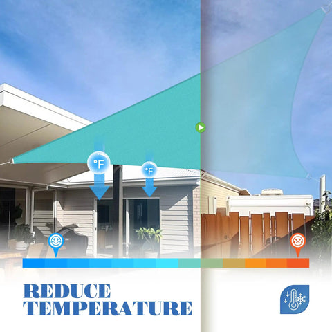 Right Triangle Sun Shade Sail 8x8x11 Foot HDPE Patio Canopy for outdoor pergola reducing temperature in backyard