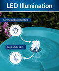 Outdoor Antique Jar Water Fountain With LED Lights 33 Inch Turquoise Cascading Water Feature close-up of LED illumination.