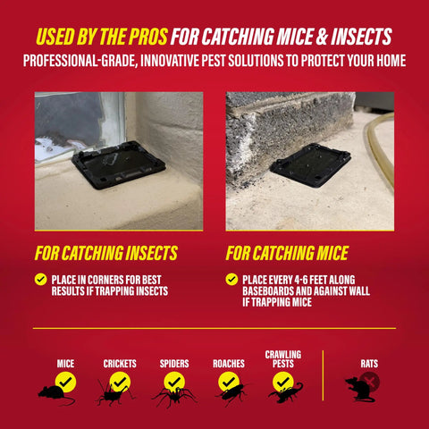 Image showing usage examples for Snag Those Sneaky Critters Fast With These Ready To Use Mouse Glue Traps For Indoor Home Defense.