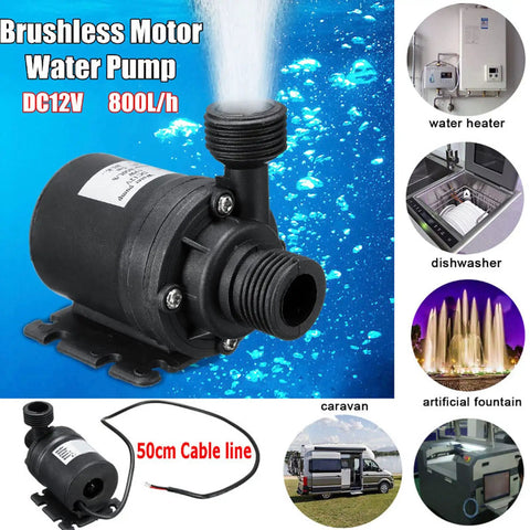 Heavy Duty 50W Solar Fountain Pump For Outdoor Bird Bath And Fish Pond Drop Dead Quiet Low Noise Water Feature With Rugged Construction And Smooth No Fuss Operation showing water pump with suction outlet and 50cm cable.